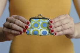 woman holding purse
